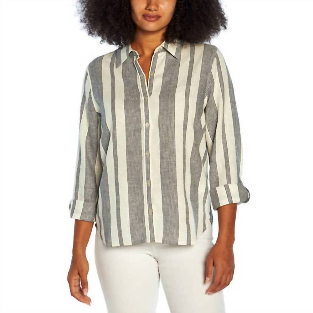 NEW ORVIS orvis womens linen blend shirt in island stripe